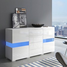 Hochglanz Moderner Sideboard Kommode TV Schrank mit LED Beleuchtung Weiß 140*72