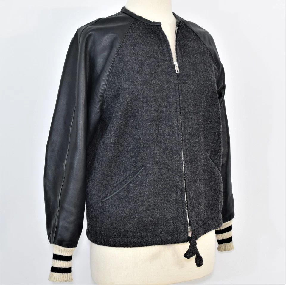 Isabel Marant Etoile Ciprés Chaqueta Universitaria Lana Cuero Abrigo Bombardero 36 M 6 Foto 2 de 4