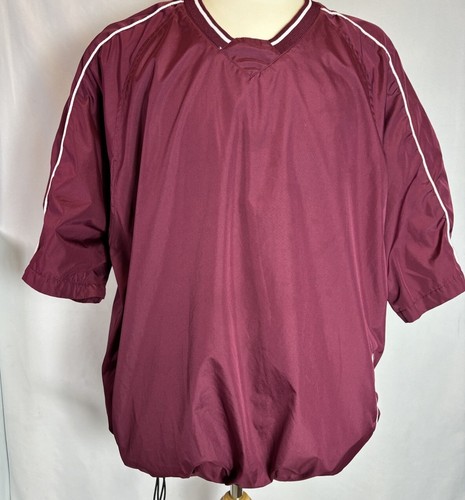 Alleson Athletic Adult Maroon Batting Jacket Short Sleeve Pullover - 第 1/11 張圖片