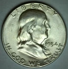 1954 S Franklin BU Silver Half Dollar 50c US Coin Uncirculated San Francisco