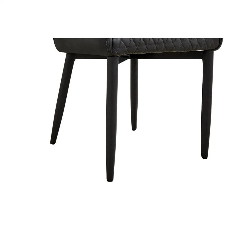 Tom 16 Inch Modern Dining Chair Set of 4 Dark Gray Vegan Leather Metal Legs