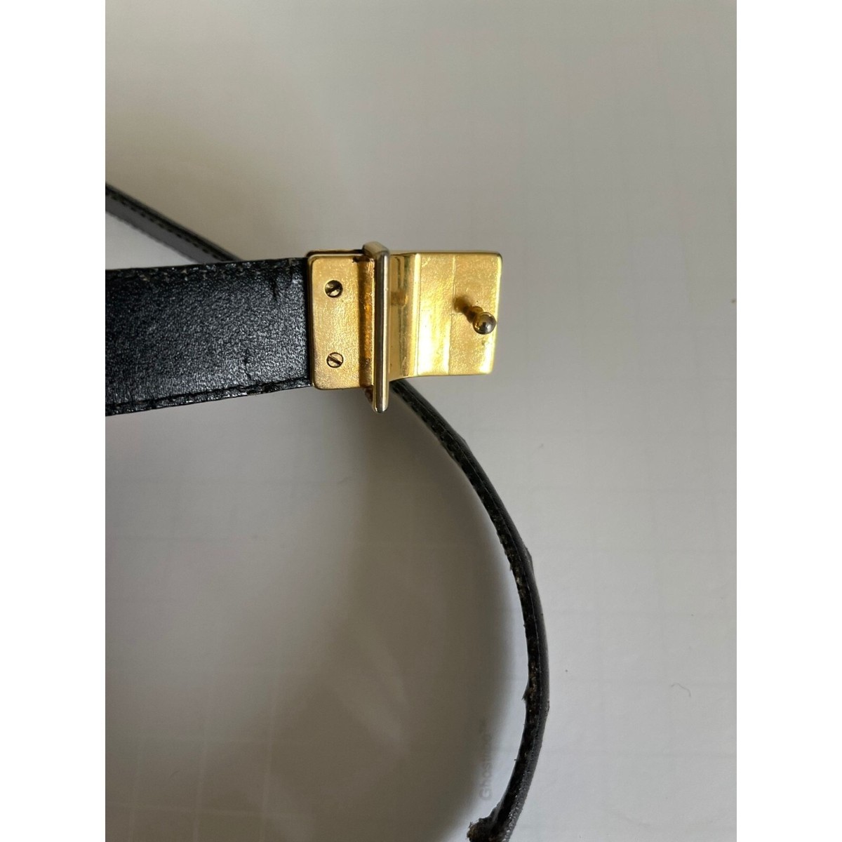 Vintage 70s Adolfo gold and black belt Vintage Adolfo Black Leather Thin Belt Gold Tone Buckle With  main image 3