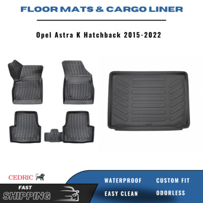 Car Floor Mats & Trunk Cargo Liner for Opel Astra K Hatchback 2015-2022 3D Set