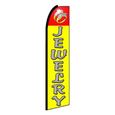 JEWELRY Red 3' Wide Advertising Sign Swooper Feather Flutter Banner Flag Only