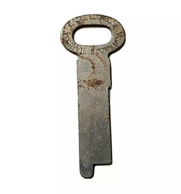 Vtg Uncut Eagle Lock Co Terryville Conn USA Flat Skeleton Key Approx 1.75'' Long