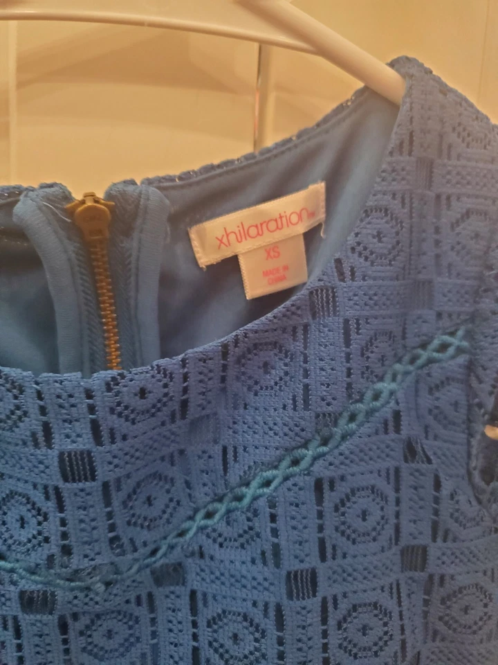 XHILARATION - Vestido de encaje azul con cinturón para niñas - Talla XS, NUEVO / NUEVO CON ETIQUETAS Foto 4 de 4