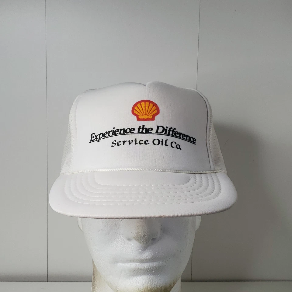 Gorra Shell Trucker para hombre blanca servicio aceite vintage experimenta la diferencia Foto 2 de 4