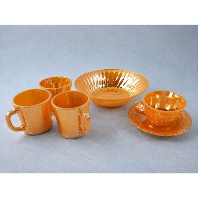 Vintage Anchor Hocking Fire-King Peach Lustre Glassware Lot MCM