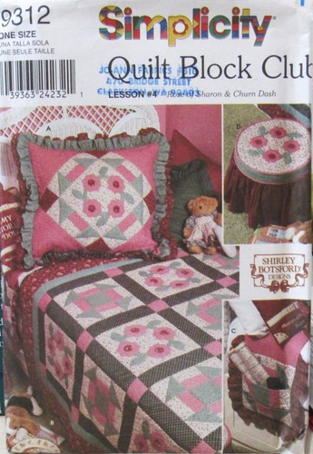 Simplicity Quilt Block Club #4 9312 S Botsford Rose of Sharon Churn Dash Pattern