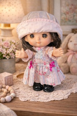 VTG Japanese Sekiguchi Gege doll 70s Big Eyes Kawaii Retro Girl Pink Dress RARE
