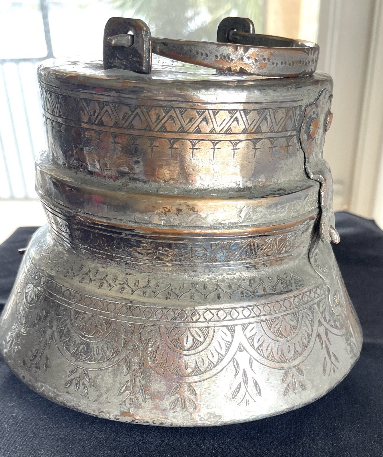 Antique Tinned Copper Armenian Turkish  2 PC Honey Pot Signed 18th Century