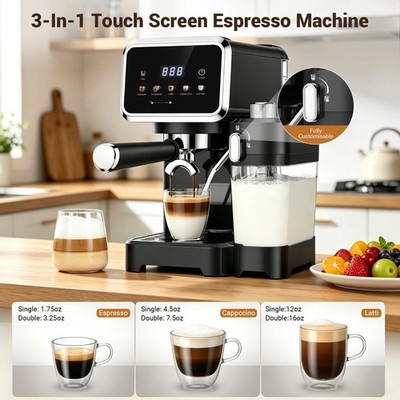 Ecojoy Barista Pro Espresso MachineFull Color Touchscreen 20 Bar Cappuccino Latt