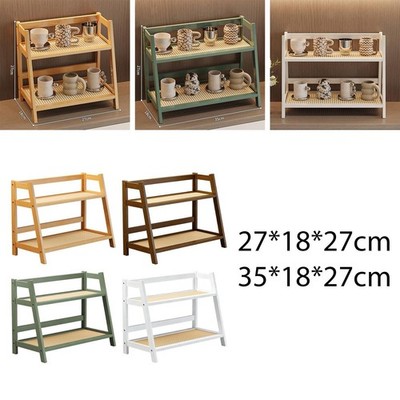Bambus Doppellagenregal Gewürz Aufbewahrung Regal für Wohnzimmer Schlafzimmer Haus