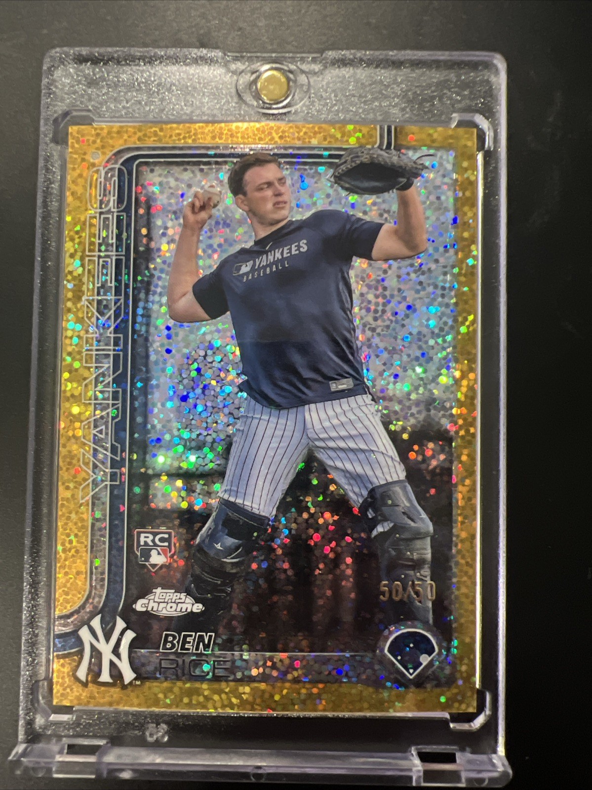 2025 Topps Chrome  Image Variation Ben Rice #139 Gold Speckle Refractor /50 (RC)