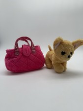 kids dress up Chihuahua Dog Carry Bag Pink purse plush Pretend Play