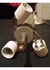 Vintage 3-Light Glass and Brass Customizable CHANDELIER, Clear/White, Electric — photo 6