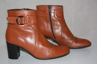 MINELLI Bottines Boots Cuir Marron Doublées Cuir Talons T 39 BE - Photo 1/4
