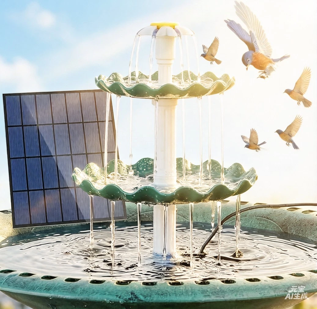 AISITIN three tier solar bird bath fountain with cascading water and solar panel