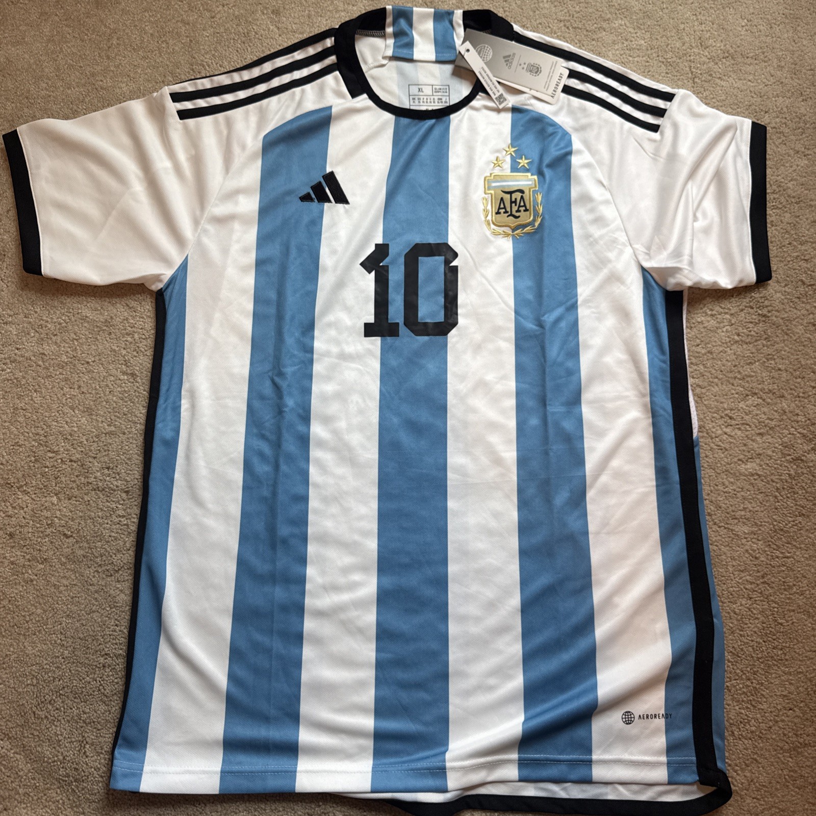 Adidas Argentina Jersey World Cup 2022 Home Men'S Soccer Messi #10 Size L