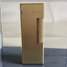 Vintage Dunhill Rollagas Lighter Gold Plated Barley Pattern Swiss Made Sparks
