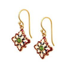 Natural Emerald Earrings 14K Gold Plated 925 ...