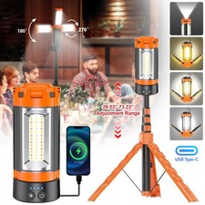 Rechargeable LED Work Light Tripod Stand Camp Work Site Cordless Emergency Light