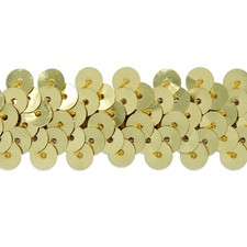 Trims by the Yard 2 Row 7/8" Metallic Stretch Sequin Gold  5 Yard Cut Trim