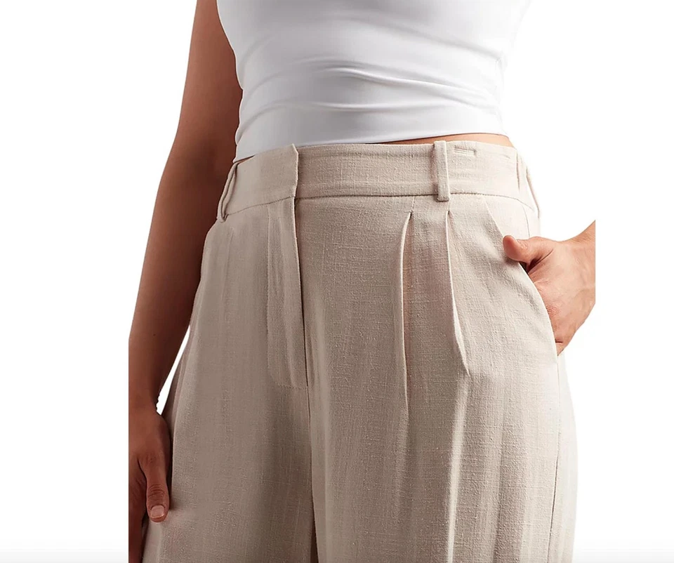 Bcx 青少年褶前中腰阔腿裤 - 磨砂 — 第 3/4 张图片