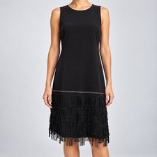 TAHARI ASL Size 8 Flapper-Style Little Black Dress Sleeveless Cocktail Shift