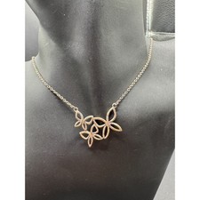 Vintage Marked 925 Sterling Silver Butterflies Pendant Link Necklace 18"