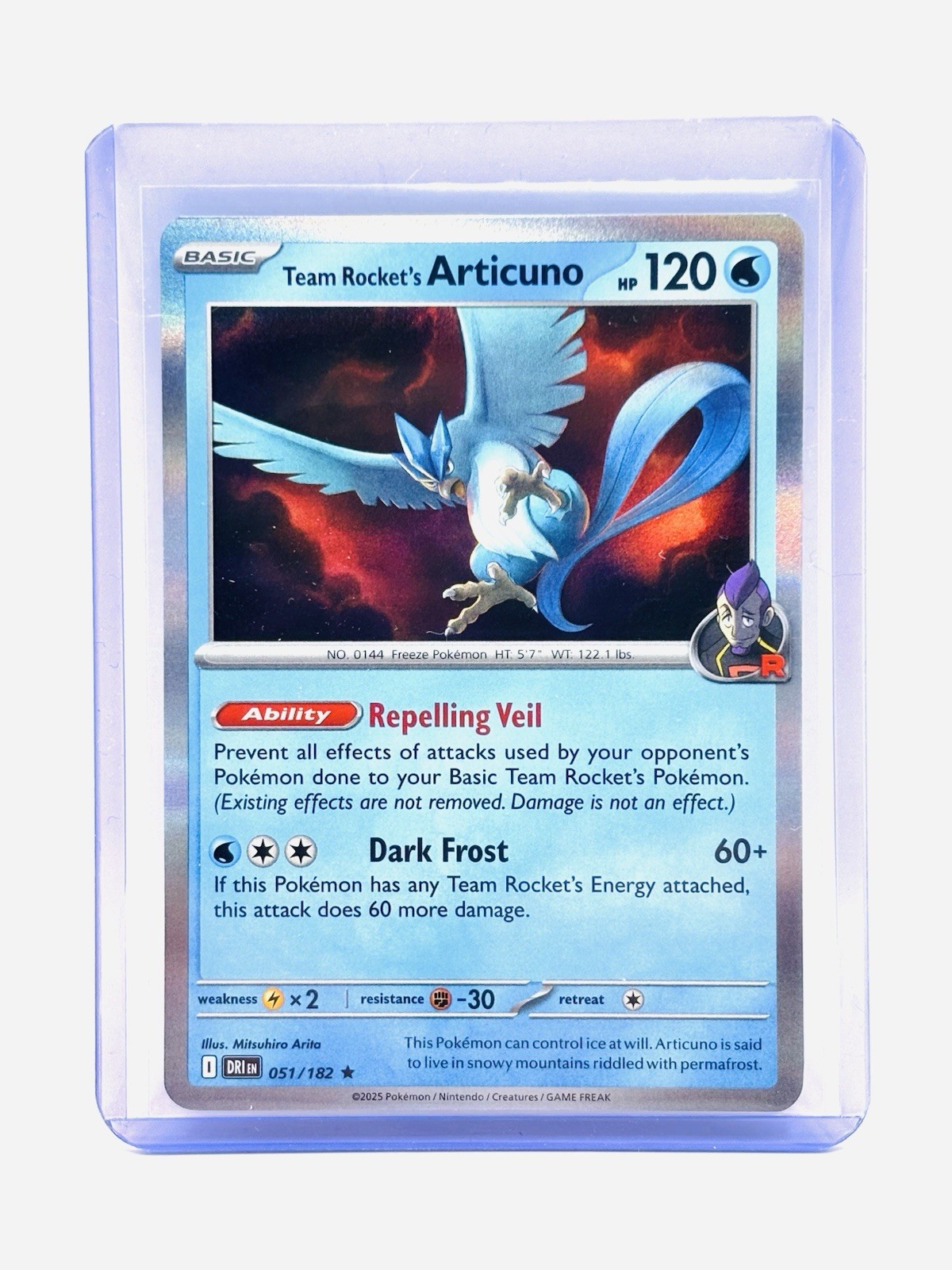 Team Rocket's Articuno 51/182 Holo Rare - Pokemon TCG Destined Rivals MT/NM