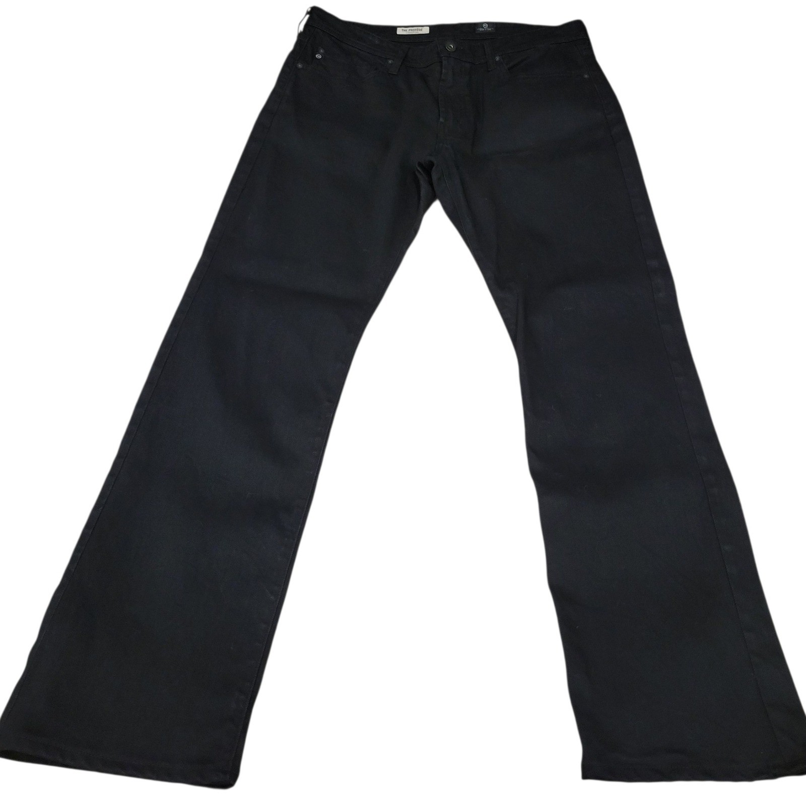 AG Adriano Goldschmied The Protégé Straight Leg Black Denim Jeans Sz 36 I384