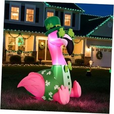 5FT St. Patrick's Day Inflatable Flamingo Outdoor Decorations with LED Lights
