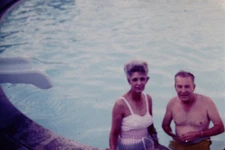 SEP 1969 People In Pool Man Woman Ektachrome Slide BO-F
