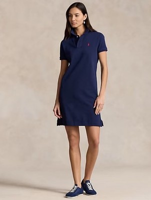 $148 Polo Ralph Lauren Women's Cotton Mesh Mini Polo Dress Blue XL