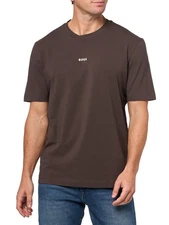 Hugo BOSS Men's Chest Logo Regular Fit Cotton T-Shirt Large Brown Rust