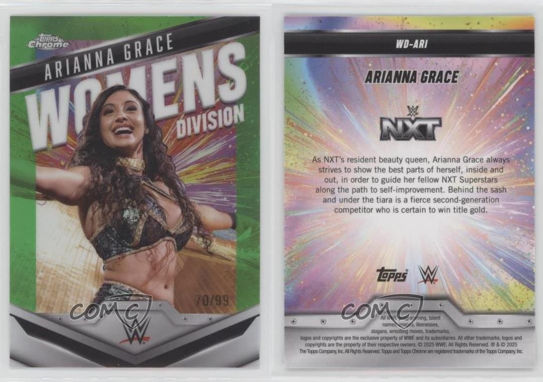 2025 Chrome WWE Women's Division Neon Green Refractor 70/99 Arianna Grace 14wi