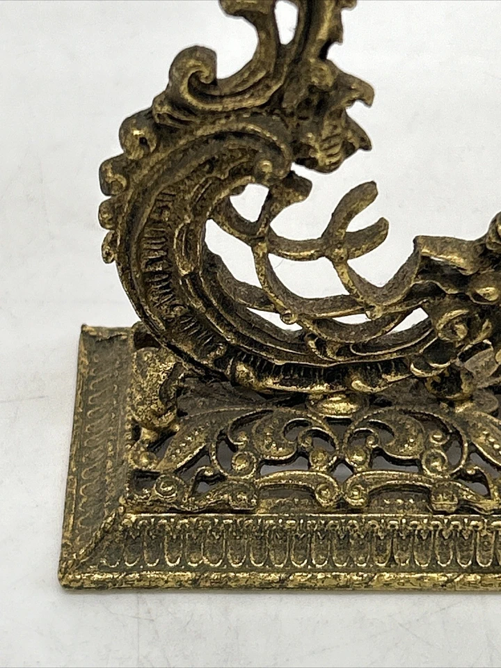 Vintage German Globe Dresser Shelf Clock Gold-Tone Metal Floral Wind Up Untested - Image 3 of 4