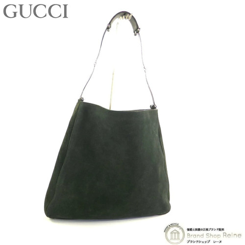Gucci Suede Horsebit Shoulder Bag Moss Green Vintage Tom Ford Model 001-3181