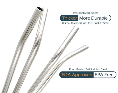 GFDesign Big Drinking Straws Reusable 12 x 0.36 in (305x9mm), Stainless Steel  - Afbeelding 5 van 7