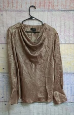 Donna Karan Metallic Cowl Neck Top Womens US Size XL MSRP $109