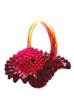 Fenton Cranberry Hobnail Ruffled Basket Vintage Amberina Glows 7x7