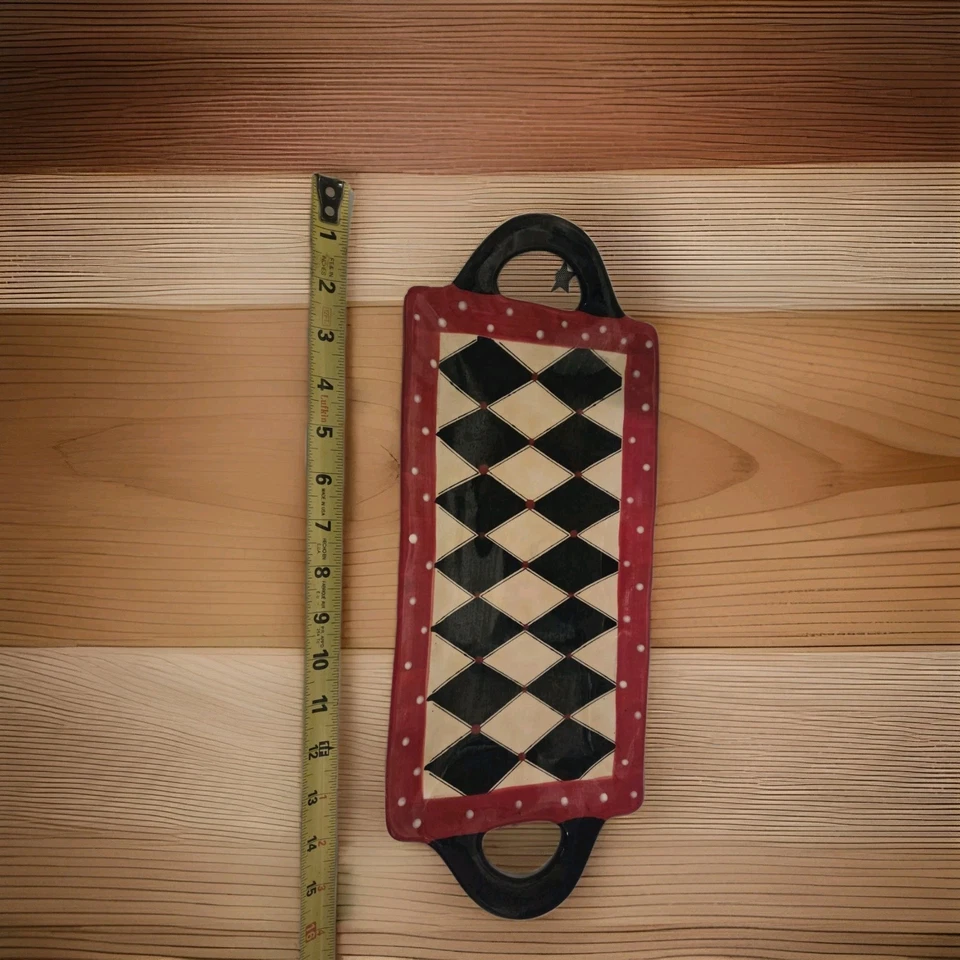 PLATO PARA SERVIR A CUADROS ROJO BLANCO NEGRO Foto 2 de 3