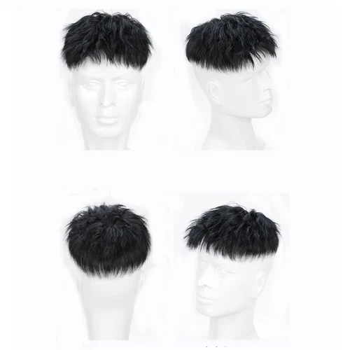 Natural  Curly Topper Human Hair Clip in Wiglet Hair Replacement Toupee For Men - Picture 3 of 19