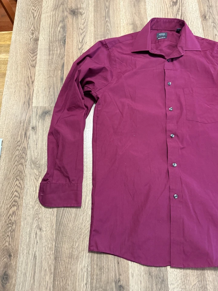Arrow Shirt, Men's 14-14.5 32/33, Red, Long Sleeve Button Up Regular Fit - Image 3 of 4