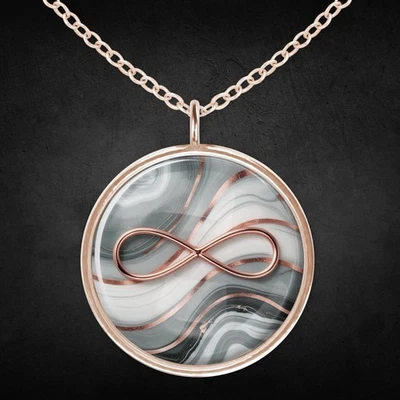 Halskette Mit Anhänger Roségold Kette Damen Schmuck Unendlich Infinity Geschenk - Bild 1 von 4