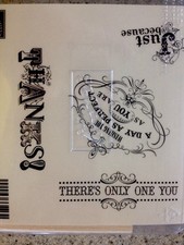 "VINTAGE VERSES" Stampin'UP NEW wood mount-Thanks-Just Because-set/4