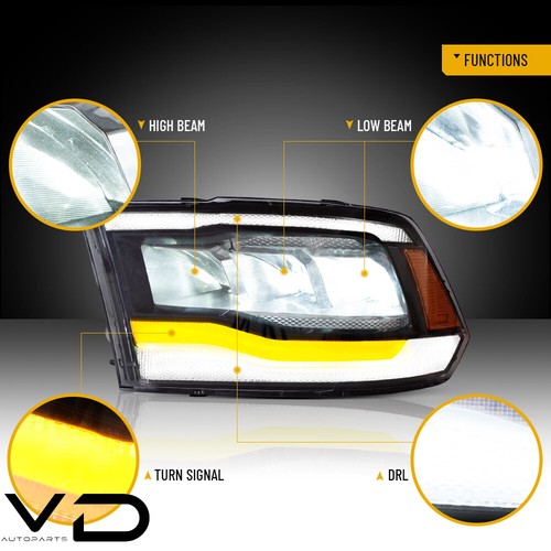 Pair Full LED Headlights For 2009-2018 Dodge Ram 1500/2500/3500 Classic 2019-21 - Picture 5 of 17