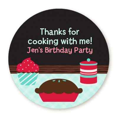 Cooking Class - Round Personalized Birthday Party Sticker Labels - 6 sizes