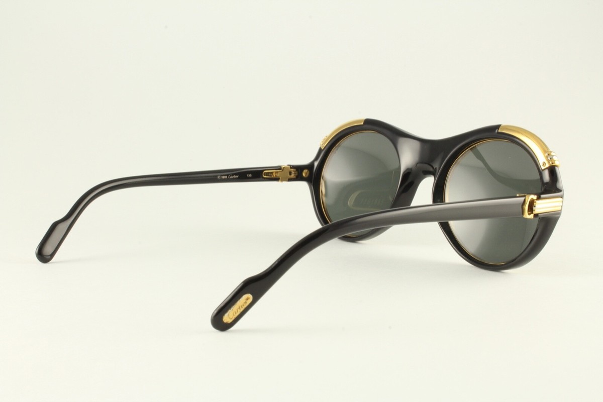 Very Rare Authentic 1991 Vintage Cartier Sunglasses Gold/Black